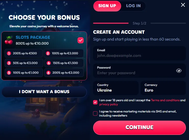 gambiva casino sign up